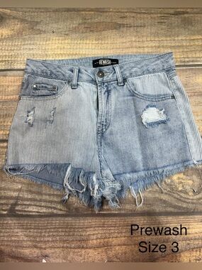 Rewash Light Blue Two-Tone Distressed Denim Cutoff Shorts
